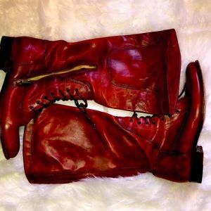 Red/Burgundy Leather Frye boots
